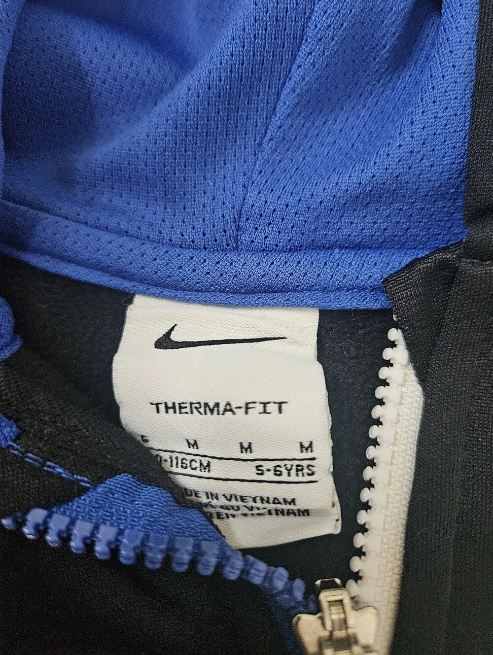 Nike Kids Black and Royal Blue Zip-Up Hoodie
